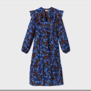Blue brown floral dress